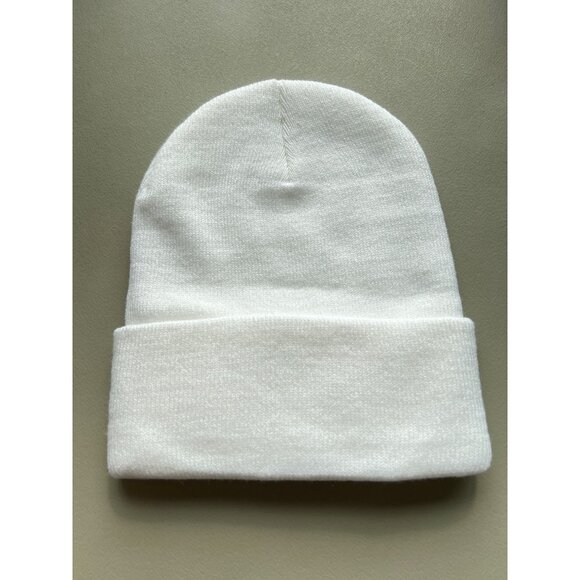Beechfield Boston Hockey 88 Circle Patch Beanie Hat Unisex OS White Acrylic Cozy - Picture 2 of 6